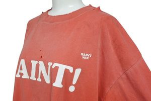 極美品 SAINT MICHAEL セントマイケル S/S TEE SAINT 半袖Tシャツ サイズM プリント加工 レッド ホワイト 中古 4b005122 
