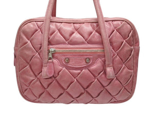 BALENCIAGA バレンシアガ ザ マトラッセ ハンドバッグ キルティング 182089 502752 ゴートスキン ピンク シルバー金具 良品 中古 4b005124