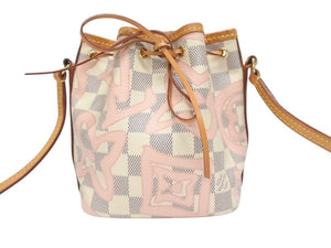 LOUIS VUITTON ルイヴィトン ナノノエ ミニショルダーバッグ N60052 ダミエアズールキャンバス レザー ベージュ 美品 中古 4b005127