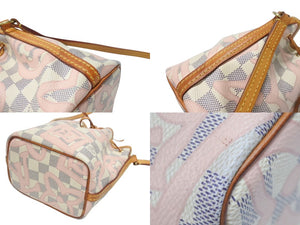 LOUIS VUITTON ルイヴィトン ナノノエ ミニショルダーバッグ N60052 ダミエアズールキャンバス レザー ベージュ 美品 中古 4b005127