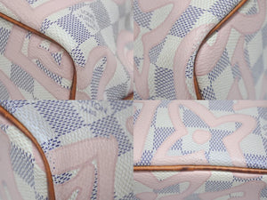 LOUIS VUITTON ルイヴィトン ナノノエ ミニショルダーバッグ N60052 ダミエアズールキャンバス レザー ベージュ 美品 中古 4b005127