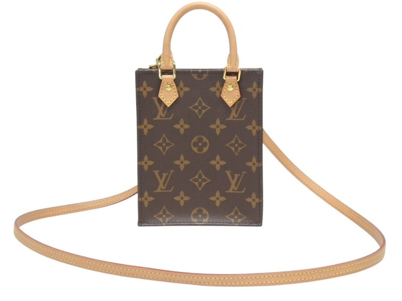 新品同様品 LOUIS VUITTON ルイヴィトン プティットサックプラ ハンドバッグ M69442 2WAY モノグラム ブラウン ゴールド金具 中古 4b005133