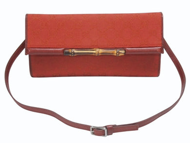 GUCCI グッチ ミニショルダーバッグ ハンドバッグ 2way バンブー 117594 GGキャンバス ワインレッド 美品 中古 4b005134
