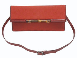 GUCCI グッチ ミニショルダーバッグ ハンドバッグ 2way バンブー 117594 GGキャンバス ワインレッド 美品 中古 4b005134