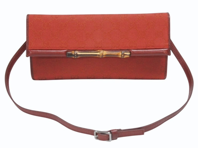 GUCCI グッチ ミニショルダーバッグ ハンドバッグ 2way バンブー 117594 GGキャンバス ワインレッド 美品 中古 4b005134