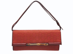 GUCCI グッチ ミニショルダーバッグ ハンドバッグ 2way バンブー 117594 GGキャンバス ワインレッド 美品 中古 4b005134