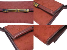 Load image into Gallery viewer, GUCCI グッチ ミニショルダーバッグ ハンドバッグ 2way バンブー 117594 GGキャンバス ワインレッド 美品 中古 4b005134