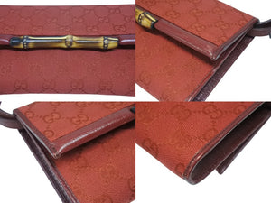 GUCCI グッチ ミニショルダーバッグ ハンドバッグ 2way バンブー 117594 GGキャンバス ワインレッド 美品 中古 4b005134