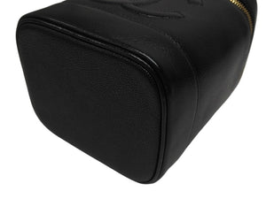 極美品 CHANEL シャネル ハンドバッグ バニティバッグ ココマーク 7番台 キャビアスキン ブラック ゴールド金具 中古 4b005141