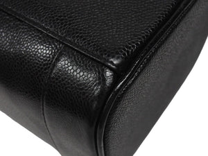 極美品 CHANEL シャネル ハンドバッグ バニティバッグ ココマーク 7番台 キャビアスキン ブラック ゴールド金具 中古 4b005141