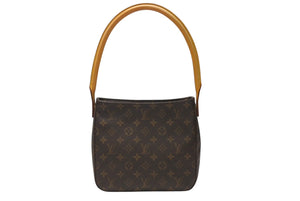 LOUIS VUITTON ルイヴィトン ルーピングMM ワンショルダーバッグ M51146 モノグラム PVC レザー ブラウン ゴールド金具 美品 中古 4b005146