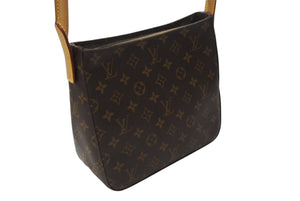 LOUIS VUITTON ルイヴィトン ルーピングMM ワンショルダーバッグ M51146 モノグラム PVC レザー ブラウン ゴールド金具 美品 中古 4b005146