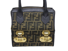 Load image into Gallery viewer, FENDI フェンディ 2WAYバッグ ハンドバッグ バニティバッグ 13983 ズッカ柄 キャンバス レザー ブラック 美品 中古 4b005148