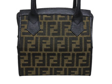 Load image into Gallery viewer, FENDI フェンディ 2WAYバッグ ハンドバッグ バニティバッグ 13983 ズッカ柄 キャンバス レザー ブラック 美品 中古 4b005148