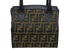 FENDI フェンディ 2WAYバッグ ハンドバッグ バニティバッグ 13983 ズッカ柄 キャンバス レザー ブラック 美品 中古 4b005148