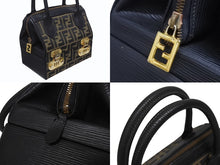 Load image into Gallery viewer, FENDI フェンディ 2WAYバッグ ハンドバッグ バニティバッグ 13983 ズッカ柄 キャンバス レザー ブラック 美品 中古 4b005148