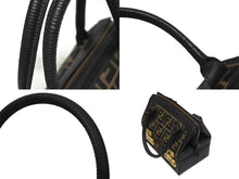 Load image into Gallery viewer, FENDI フェンディ 2WAYバッグ ハンドバッグ バニティバッグ 13983 ズッカ柄 キャンバス レザー ブラック 美品 中古 4b005148