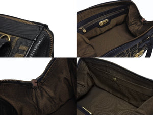 FENDI フェンディ 2WAYバッグ ハンドバッグ バニティバッグ 13983 ズッカ柄 キャンバス レザー ブラック 美品 中古 4b005148