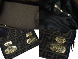 FENDI フェンディ 2WAYバッグ ハンドバッグ バニティバッグ 13983 ズッカ柄 キャンバス レザー ブラック 美品 中古 4b005148