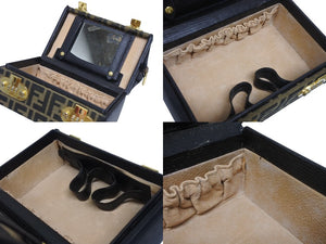 FENDI フェンディ 2WAYバッグ ハンドバッグ バニティバッグ 13983 ズッカ柄 キャンバス レザー ブラック 美品 中古 4b005148