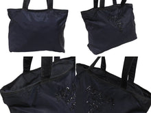 Load image into Gallery viewer, PRADA プラダ トートバッグ ハンドバッグ ロゴ スパンコール イタリア製 ナイロン ネイビー 良品 中古 4b005149