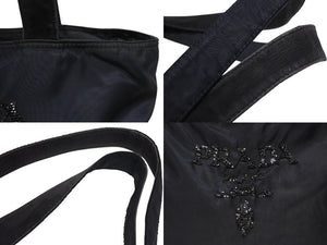 PRADA プラダ トートバッグ ハンドバッグ ロゴ スパンコール イタリア製 ナイロン ネイビー 良品 中古 4b005149