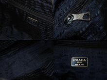 Load image into Gallery viewer, PRADA プラダ トートバッグ ハンドバッグ ロゴ スパンコール イタリア製 ナイロン ネイビー 良品 中古 4b005149