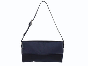 FENDI フェンディ ワンショルダーバッグ 16070 キャンバス レザー ネイビー シルバー金具 イタリア製 美品 中古 4b005150