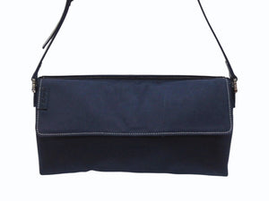 FENDI フェンディ ワンショルダーバッグ 16070 キャンバス レザー ネイビー シルバー金具 イタリア製 美品 中古 4b005150