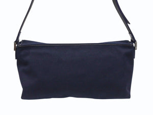 FENDI フェンディ ワンショルダーバッグ 16070 キャンバス レザー ネイビー シルバー金具 イタリア製 美品 中古 4b005150