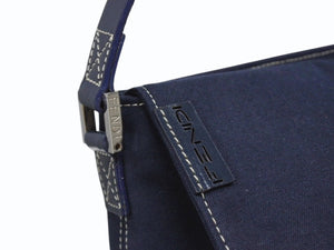 FENDI フェンディ ワンショルダーバッグ 16070 キャンバス レザー ネイビー シルバー金具 イタリア製 美品 中古 4b005150