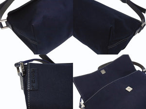 FENDI フェンディ ワンショルダーバッグ 16070 キャンバス レザー ネイビー シルバー金具 イタリア製 美品 中古 4b005150