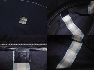 FENDI フェンディ ワンショルダーバッグ 16070 キャンバス レザー ネイビー シルバー金具 イタリア製 美品 中古 4b005150
