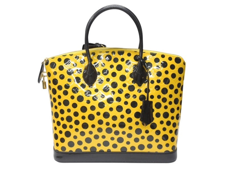 LOUIS VUITTON ルイヴィトン 草間彌生 ロックイットMM ジョーヌ M91398 モノグラムヴェルニ ドットインフィニティ 美品 中古 4b005151