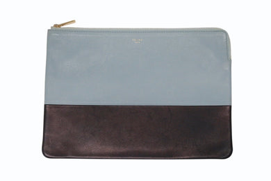 CELINE セリーヌ クラッチバッグ ミニバッグ イタリア製 レザー ブルー ブラック ゴールド金具 美品 中古 4b005153