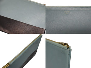 CELINE セリーヌ クラッチバッグ ミニバッグ イタリア製 レザー ブルー ブラック ゴールド金具 美品 中古 4b005153