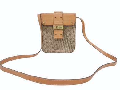 Christian Dior クリスチャンディオール トロッター ショルダーバッグ キャンバス レザー ブラウン 美品 中古 4b005155