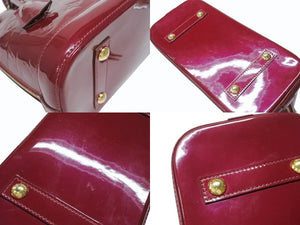 LOUIS VUITTON ルイヴィトン モノグラム ヴェルニ アルマPM ハンドバッグ パテント M90096 レッド系 ロゴ ゴールド金具 美品 中古 4b005156