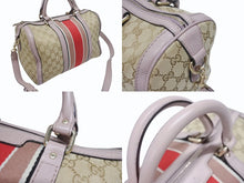 Load image into Gallery viewer, GUCCI グッチ ショルダーバッグ ハンドバッグ 2way 247205 GGキャンバス レザー ベージュ ライトパープル 美品 中古 4b005159