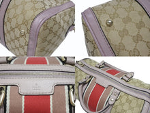 Load image into Gallery viewer, GUCCI グッチ ショルダーバッグ ハンドバッグ 2way 247205 GGキャンバス レザー ベージュ ライトパープル 美品 中古 4b005159
