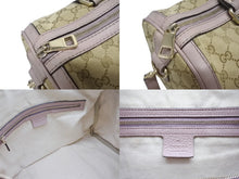 Load image into Gallery viewer, GUCCI グッチ ショルダーバッグ ハンドバッグ 2way 247205 GGキャンバス レザー ベージュ ライトパープル 美品 中古 4b005159