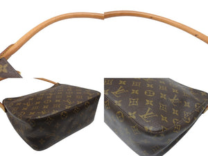 LOUIS VUITTON ルイヴィトン モノグラム ルーピングMM ワンショルダーバッグ M51146 PVC レザー ブラウン ゴールド金具 美品 中古 4b005162