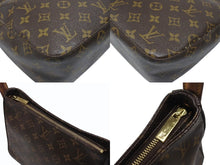 Load image into Gallery viewer, LOUIS VUITTON ルイヴィトン モノグラム ルーピングMM ワンショルダーバッグ M51146 PVC レザー ブラウン ゴールド金具 美品 中古 4b005162