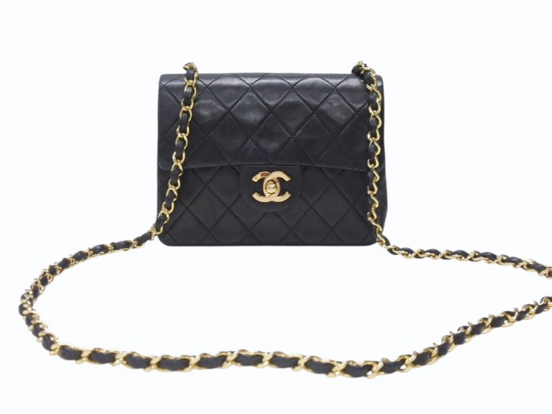CHANEL シャネル ミニマトラッセ17 Sフラップ Sチェーンショルダーバッグ 0番台 ラムスキン ココマーク ブラック 美品 中古 4b005163