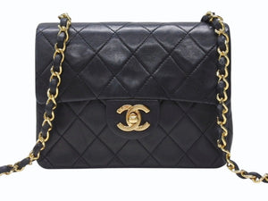 CHANEL シャネル ミニマトラッセ17 Sフラップ Sチェーンショルダーバッグ 0番台 ラムスキン ココマーク ブラック 美品 中古 4b005163