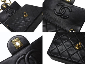 CHANEL シャネル ミニマトラッセ17 Sフラップ Sチェーンショルダーバッグ 0番台 ラムスキン ココマーク ブラック 美品 中古 4b005163