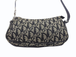 Christian Dior クリスチャンディオール トロッター ワンショルダーバッグ キャンバス レザー ネイビー 美品 中古 4b005164