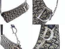 Load image into Gallery viewer, Christian Dior クリスチャンディオール トロッター ワンショルダーバッグ キャンバス レザー ネイビー 美品 中古 4b005164