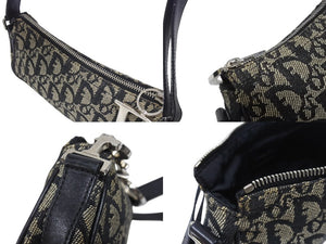 Christian Dior クリスチャンディオール トロッター ワンショルダーバッグ キャンバス レザー ネイビー 美品 中古 4b005164