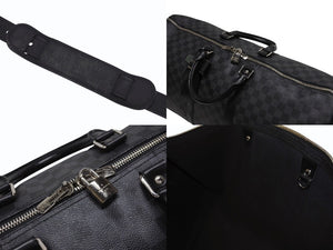 LOUISVUITTON ルイヴィトン キーポルバンドリエール55 ボストンバッグ N41413 ダミエグラフィット キャンバス ブラック 美品 中古 4b005166